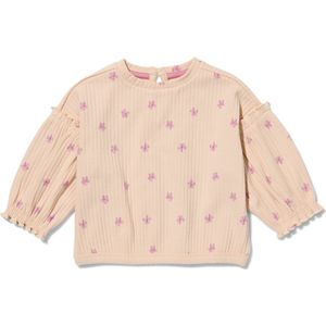 HEMA Baby Sweater Rib Bloemen Zand (zand)