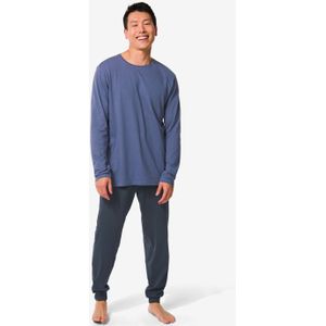 HEMA Heren Pyjama Katoen Donkerblauw (donkerblauw)