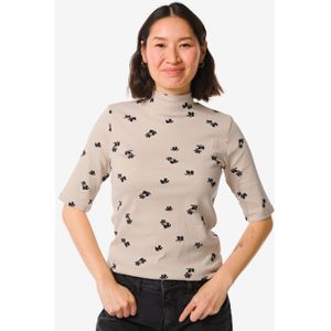 HEMA Dames T-shirt Clara Rib Zand (zand)