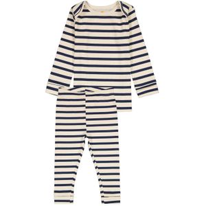HEMA Meegroei Baby Pyjama Rib Strepen Beige (beige)