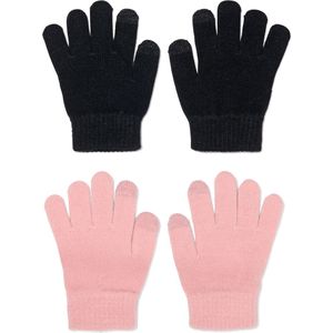 HEMA Kinder Handschoenen Met Touchscreen Gebreid - 2 Paar Roze (roze)