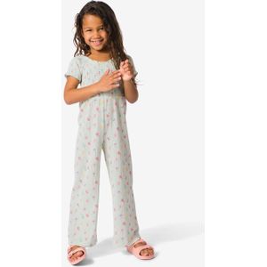 HEMA Kinderjumpsuit Bloemen Lichtblauw (lichtblauw)