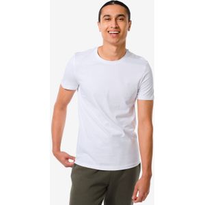 HEMA Heren T-shirt Regular Fit O-hals - 2 Stuks Wit (wit)