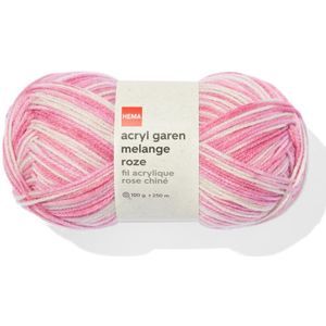 HEMA Acryl Garen Roze Melange 100gram 250meter
