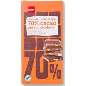 HEMA Chocoladereep 70% Puur Amandel Sinaasappel 90gram