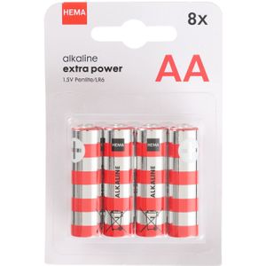 HEMA AA Alkaline Extra Power Batterijen - 8 Stuks