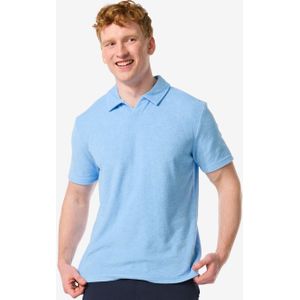 HEMA Heren Polo Badstof Blauw (blauw)