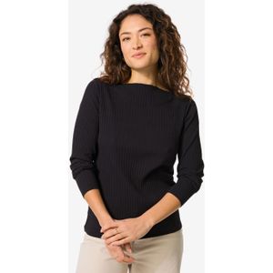 HEMA Dames Top Caro Rib Zwart (zwart)