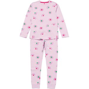 HEMA Kinder Pyjama Stretch Katoen Bloemen Lila (lila)