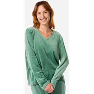 HEMA Pyjama Top Velvet Groen Donkergroen (donkergroen)