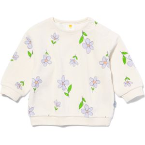 HEMA Newborn Sweater Velour Bloemen Gebroken Wit (gebroken wit)