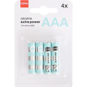 HEMA AAA Alkaline Extra Power Batterijen - 4 Stuks