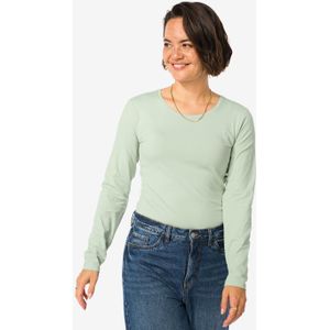 HEMA Dames Shirt Slim Fit O-hals Lange Mouw Lichtgroen (lichtgroen)