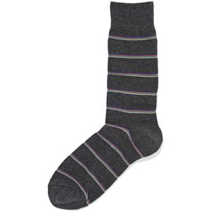 HEMA Heren Sokken Met Katoen Strepen Grijsmelange (grijsmelange)