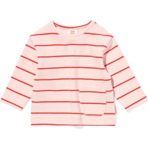 HEMA Newborn Baby Shirt Rib Strepen Lichtroze (lichtroze)