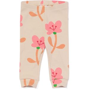 HEMA Newborn Legging Rib Bloemen Zand (zand)