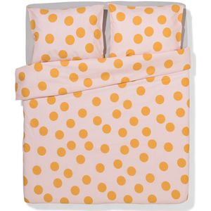 HEMA Dekbedovertrek 200x200/220cm Zacht Katoen Stippen Roze (lichtroze)