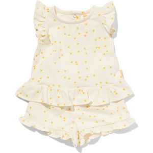 HEMA Newborn Kledingset Shirt En Short Bloemen Lichtgeel (lichtgeel)
