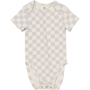 HEMA Meegroeiromper Rib Bamboe Met Stretch Ruiten Blauw (blauw)