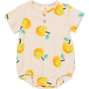 HEMA Newborn Romper Rib Katoen Met Stretch Citroenen Ecru (ecru)