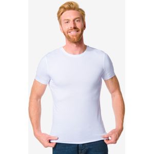 HEMA Heren T-shirt Slim Fit O-hals Bamboe Wit (wit)