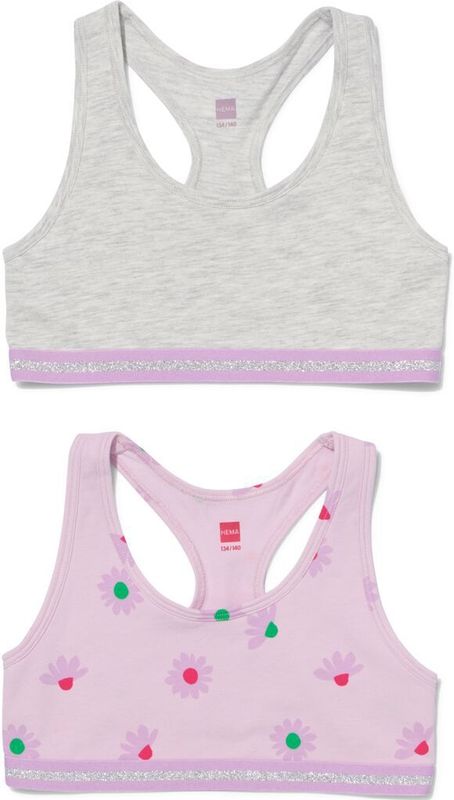 HEMA Kinder Croptops Stretch Katoen - 2 Stuks Lila (lila)