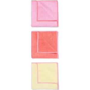 HEMA Microvezeldoekjes 35x35 Roze/geel/oranje - 3 Stuks