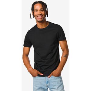 HEMA Heren T-shirt Regular Fit O-hals - 2 Stuks Zwart (zwart)