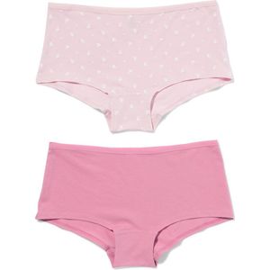 HEMA Dames Shorties Stretch Katoen - 2 Stuks Roze (roze)