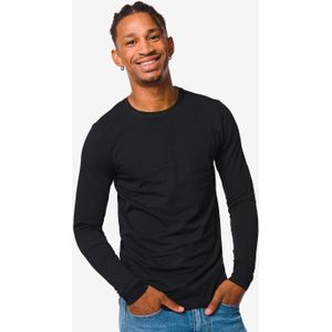 HEMA Heren Shirt Slim Fit O-hals Lange Mouw Zwart (zwart)