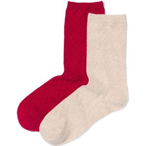 HEMA Dames Sokken Met Katoen - 2 Paar Rood (rood)
