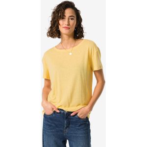 HEMA Dames T-shirt Evie Met Linnen Geel (geel)