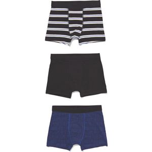 HEMA Kinderboxers Katoen/stretch - 3 Stuks Zwart (zwart)