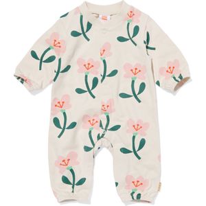 HEMA Newborn Jumpsuit Sweat Met Bloemen Ecru (ecru)