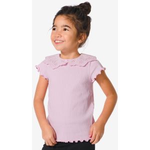 HEMA Kinder T-shirt Met Ajour Kraag Paars (paars)