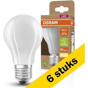 6x Osram LED lamp E27 | Peer A60 | Ultra Efficient | Mat | 2700K | Dimbaar | 2.6W (40W)