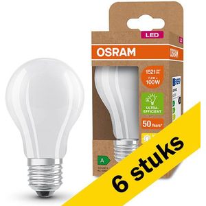 6x Osram LED lamp E27 | Peer A60 | Ultra Efficient | Mat | 3000K | 7.2W (100W)