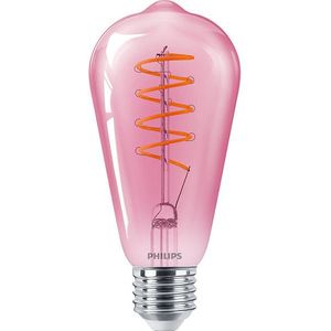 Philips LED lamp E27 | Edison ST64 | Filament Deco | Roze | 1800K | Dimbaar | 4.5W (25W)
