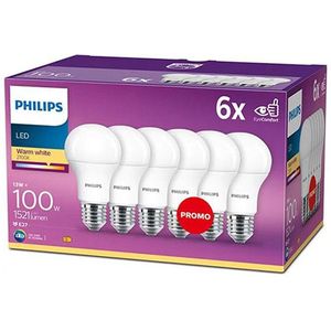 Philips LED lamp E27 | Peer A60 | Mat | 2700K | 13W (100W) | 6 stuks