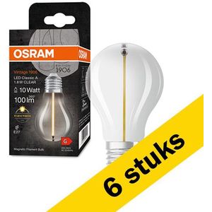 6x Osram LED lamp E27 | Peer A60 | Vintage 1906 Magnetic | Helder |  2700K | 1.8W (10W)