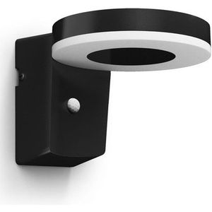 Philips myGarden Solar wandlamp met sensor | Zonal | 3000K | Ultra Efficient | Rond | IP44 | Zwart