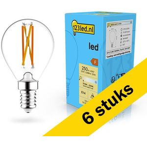6x 123led LED lamp E14 | Kogel G45 | Dim to Warm | Filament | 2200-2700K | Dimbaar | 2.5W (25W)