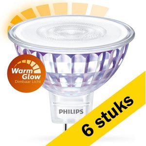 6x Philips GU5.3 LED spot | WarmGlow | 2200-2700K | Dimbaar | 5W (35W)