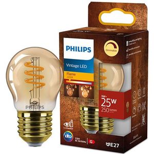 Philips LED lamp E27 | Kogel P45 | Filament | Goud | 1800K | Dimbaar | 3W (25W)