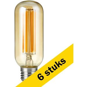 6x 123led LED lamp E27 | Buis T45 | Filament | Goud | 2200K | Dimbaar | 6.5W (45W)