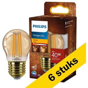 6x Philips LED lamp E27 | Kogel P45 | Filament | Goud | 1800K | 6W (40W)