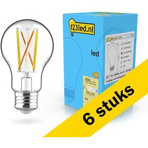 6x 123led LED lamp E27 | Peer A60 | Dim to Warm | Filament | 2200-2700K | Dimbaar | 7W (60W)