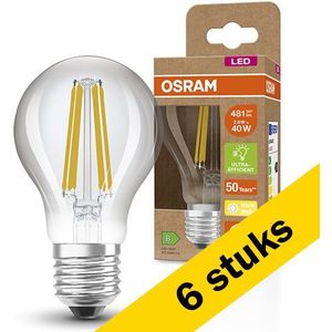 6x Osram LED lamp E27 | Peer A60 | Ultra Efficient | Filament | 2700K | Dimbaar | 2.6W (40W)