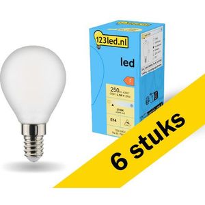 6x 123led LED lamp E14 | Kogel G45 | Mat | 2700K | Dimbaar | 2.5W (25W)