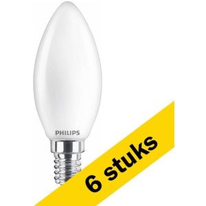 6x Philips LED lamp E14 | Kaars B35 | Mat | 2700K | 2.2W (25W)